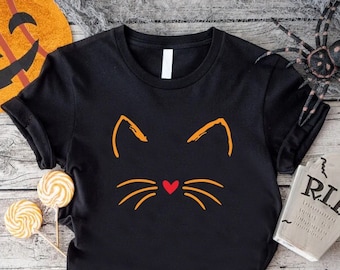 Cat Halloween Shirt, Spooky Halloween T-shirt, Spooky Cat Shirt, Cat Lover Shirt, Halloween Women Gift,Cat Mom Tee,Halloween Black Cat Shirt
