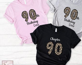 90th Birthday Crew Shirt: Leopard Print Party Tee - Etsy