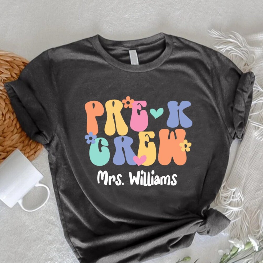 Custom Pre-K Crew Teacher Shirt,Personalized Pre-K Teacher Team Gifts,Pre K Teacher Name T-Shirt,Pre K Crew Teacher Tee,Prek Groovy Shirt Beatrix Design