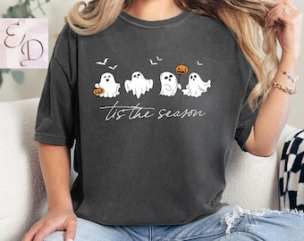 Comfort Colors Four Cute Ghosts Graphic Tee, Halloween Sheet Ghost Clothes