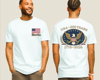 Custom Name 250th Anniversary USA Shirt, Personalized Patriotic Eagle Tee