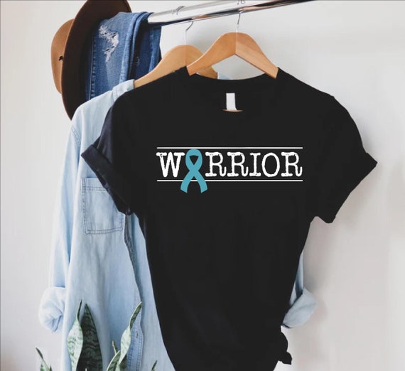 Ovarian Cancer Warrior Shirt, Teal Ribbon Awareness Tee