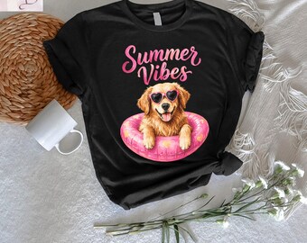 Summer Vibes Golden Retriever Shirt,Gift for Dog Mom, Beach Vacation Puppy Lover Tee