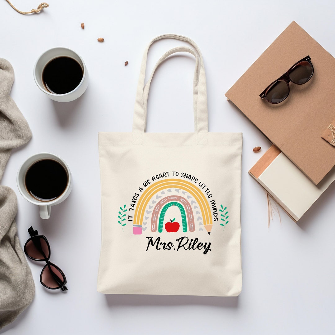 Custom Teacher Tote Bag, Pencil Rainbow Design - Etsy