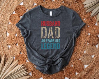 Husband Dad Legend Shirt, Custom Men Birthday Gift,Retro Father Bday Tee