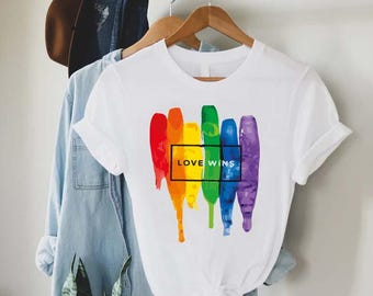 Love Wins Rainbow Shirt,Pride Month Gift, LGBTQ Ally, Equal Rights Festival Tee