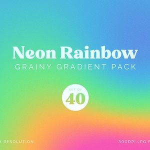 Zestaw 40 Grainy Gradients Pack | Neon Rainbow LGBTQ+ Color Palette | do tła mediów społecznościowych, opakowań, projektowania stron internetowych | UŻYTEK KOMERCYJNY