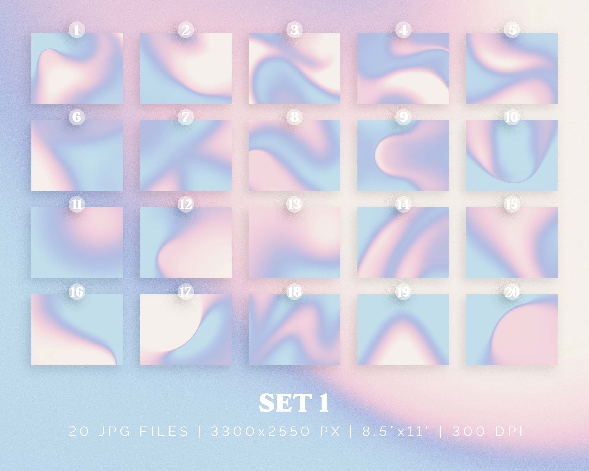 Set of 40 Grainy Gradients Pack | Y2K Aesthetic Pastels Color Palette ...