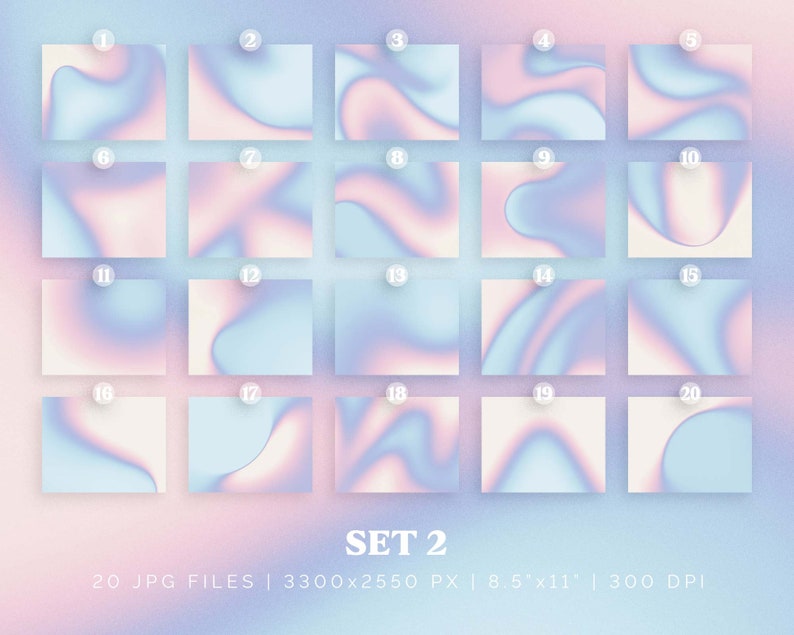 Set of 40 Grainy Gradients Pack | Y2K Aesthetic Pastels Color Palette ...