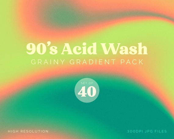 Set of 40 Grainy Gradients Pack | 90's Retro Acid Wash Color Palette | for Social Media Backgrounds, Packaging, Web Design | COMMERCIAL USE