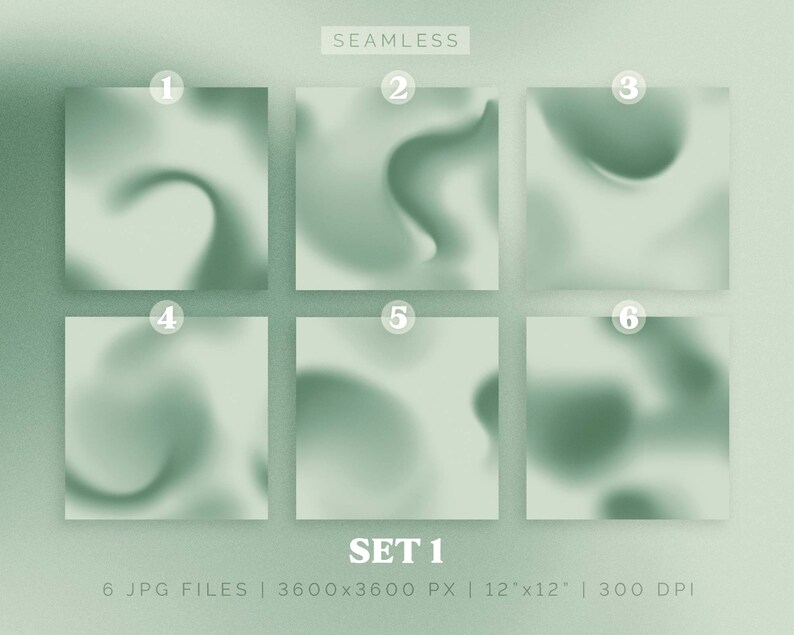 Set of 12 Seamless Grainy Gradients Pack | Sage Green Aesthetic ...