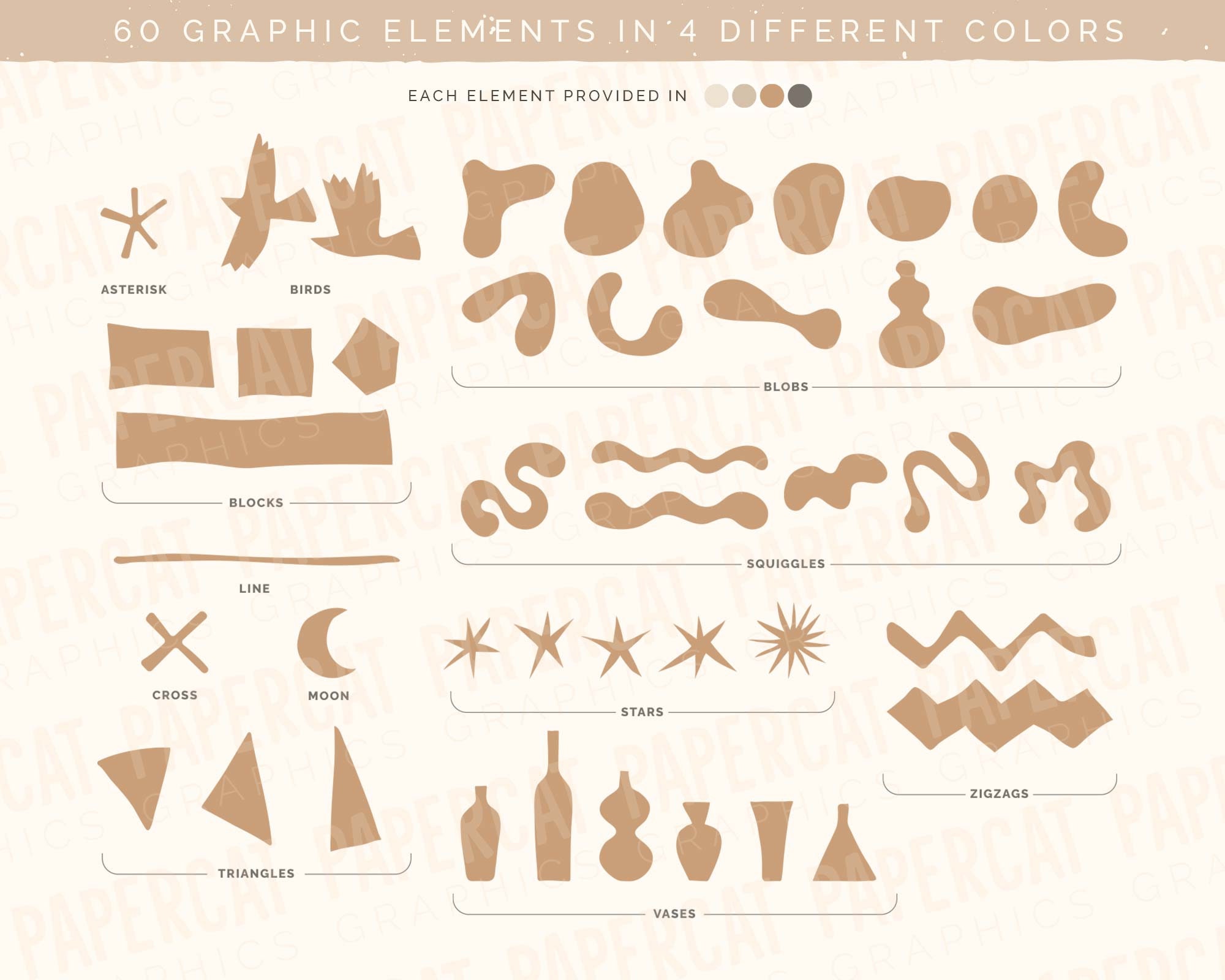 Earthy Abstract Shapes Clipart Bundle | Matisse Style Set of 240 ...