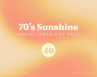 Set of 40 Grainy Gradients Pack | 70's Retro Sunshine Color Palette | for Social Media Backgrounds, Packaging, Web Design | COMMERCIAL USE