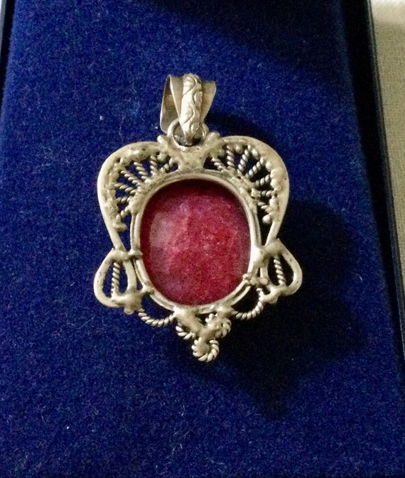 Genuine HUGE RUBY Creator STERLING Pendant - Craf… - image 9