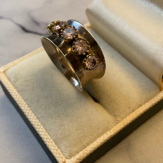 GENUINE Rose TOPAZ GoLD Sterling Vintage Large Ring … Gem