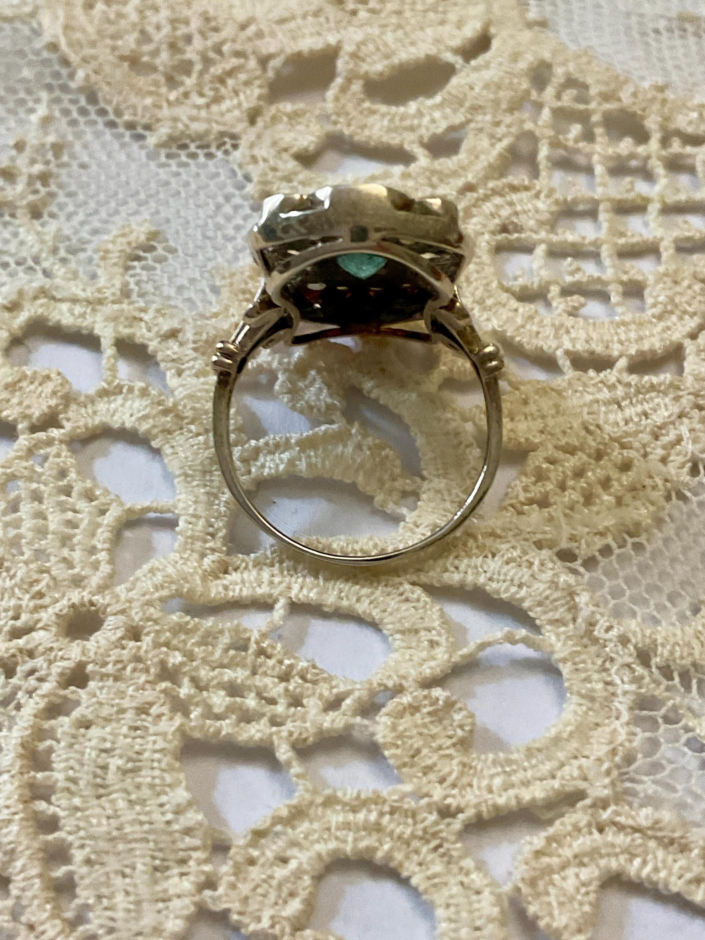 VICTORIAN EMERALD Seed Pearl GARNET Sterling Vintage Ring