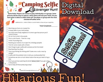 Printable Scavenger Hunt | Camping With Teens | Camping Party Game | Selfie Game | Camping Activities | Teen Camp Ideas | Search And Find