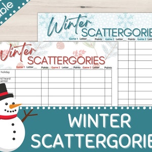 Winter Scattergories | Printable Scattergories List | Winter Game | Printable Activity | Printable Party Game | Scattergories | Family Fun