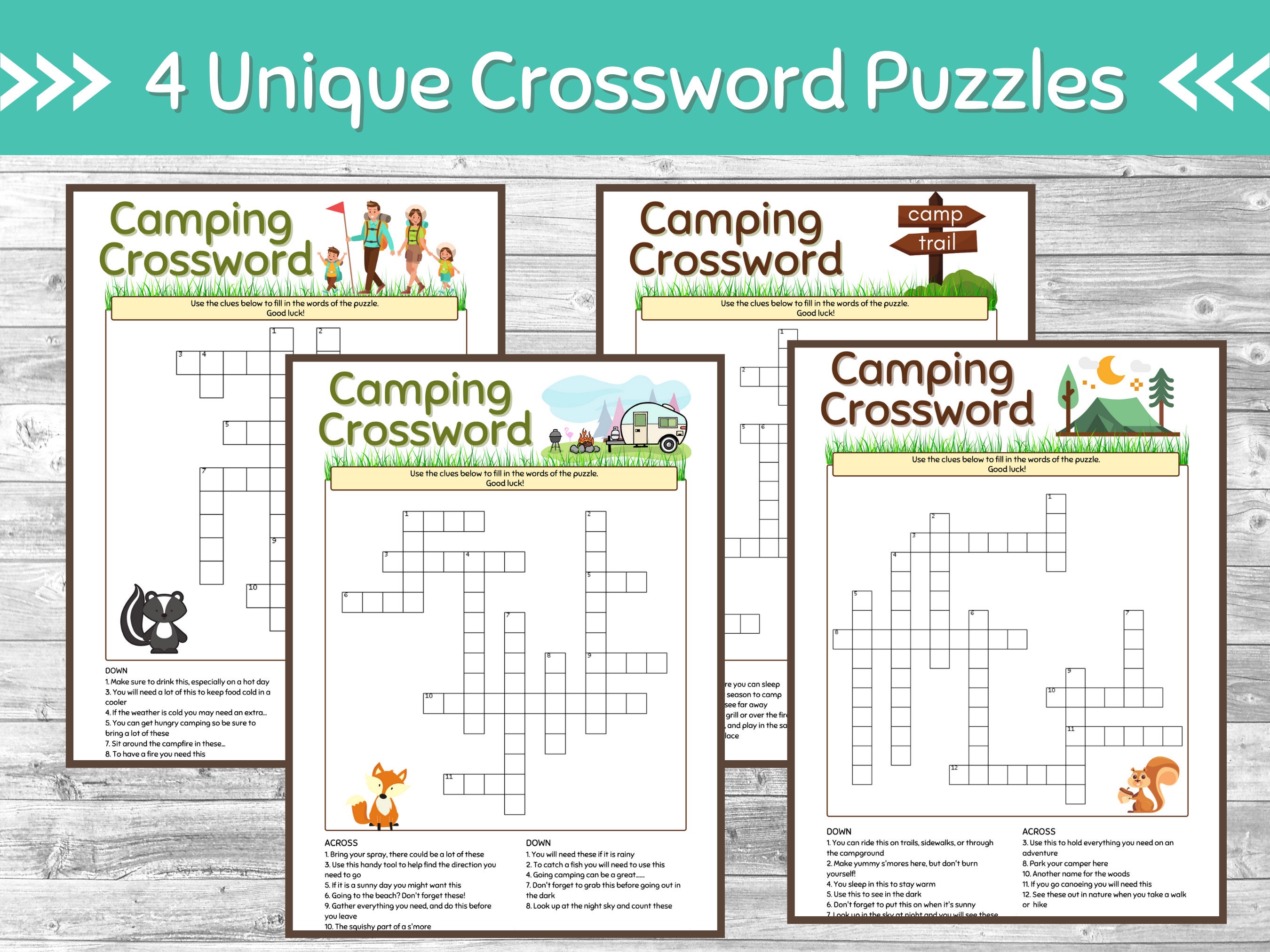 camping trip rental crossword