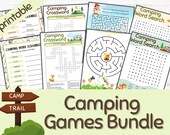 Camping Games Bundle | Camping Word Scramble | Camping Crossword | Camping Maze | Camping Word Search | Printable Kids Games | Camp Games