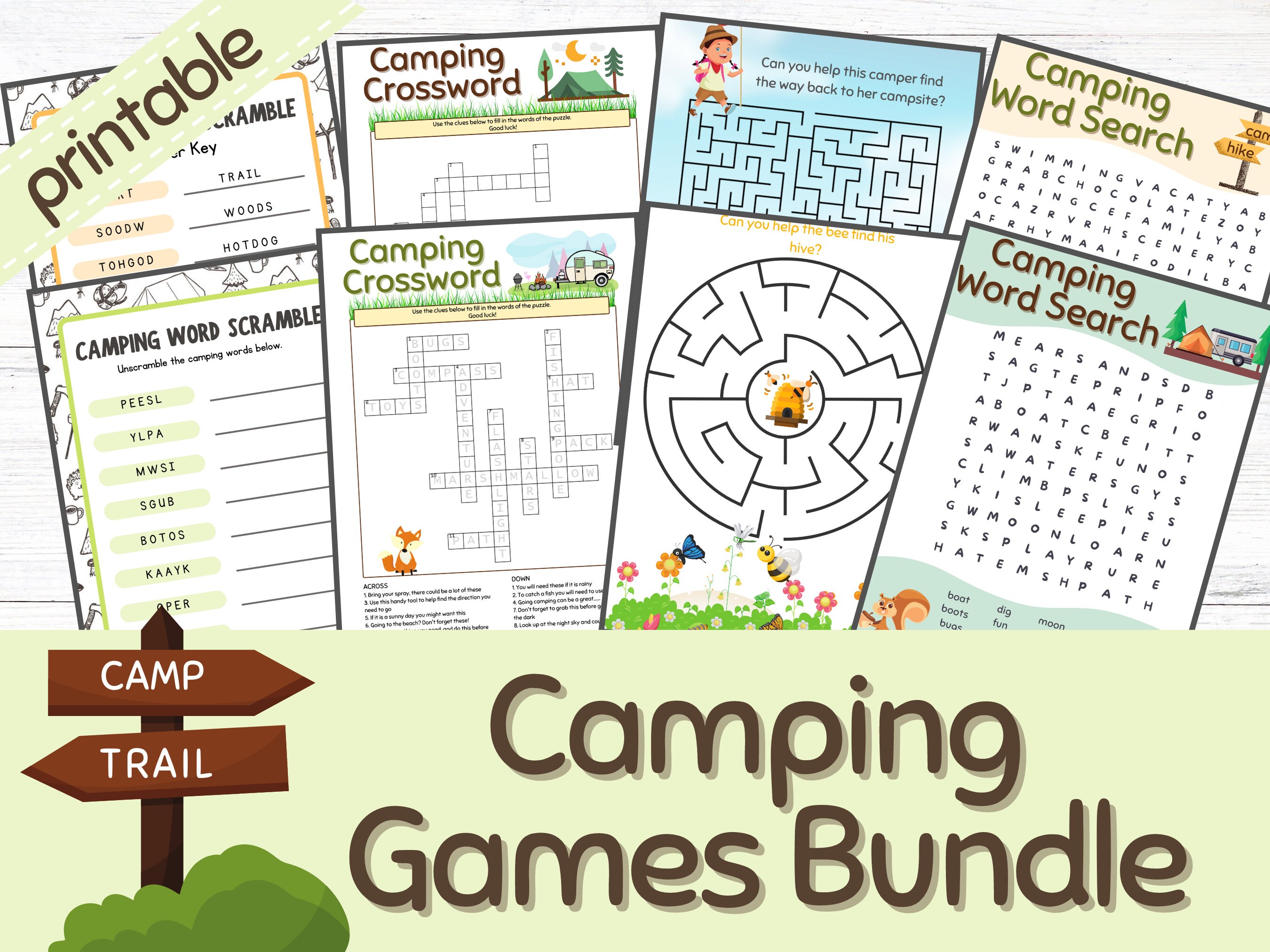 camping games bundle camping word scramble camping etsy