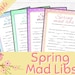 Spring Mad Libs Printable Fill in the Blank Party Game Kid's Mad Libs ...