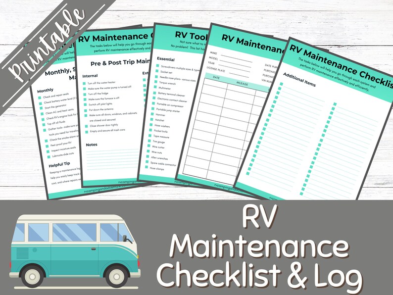 RV Maintenance Checklist Camper Printable Inspection Checklists RV