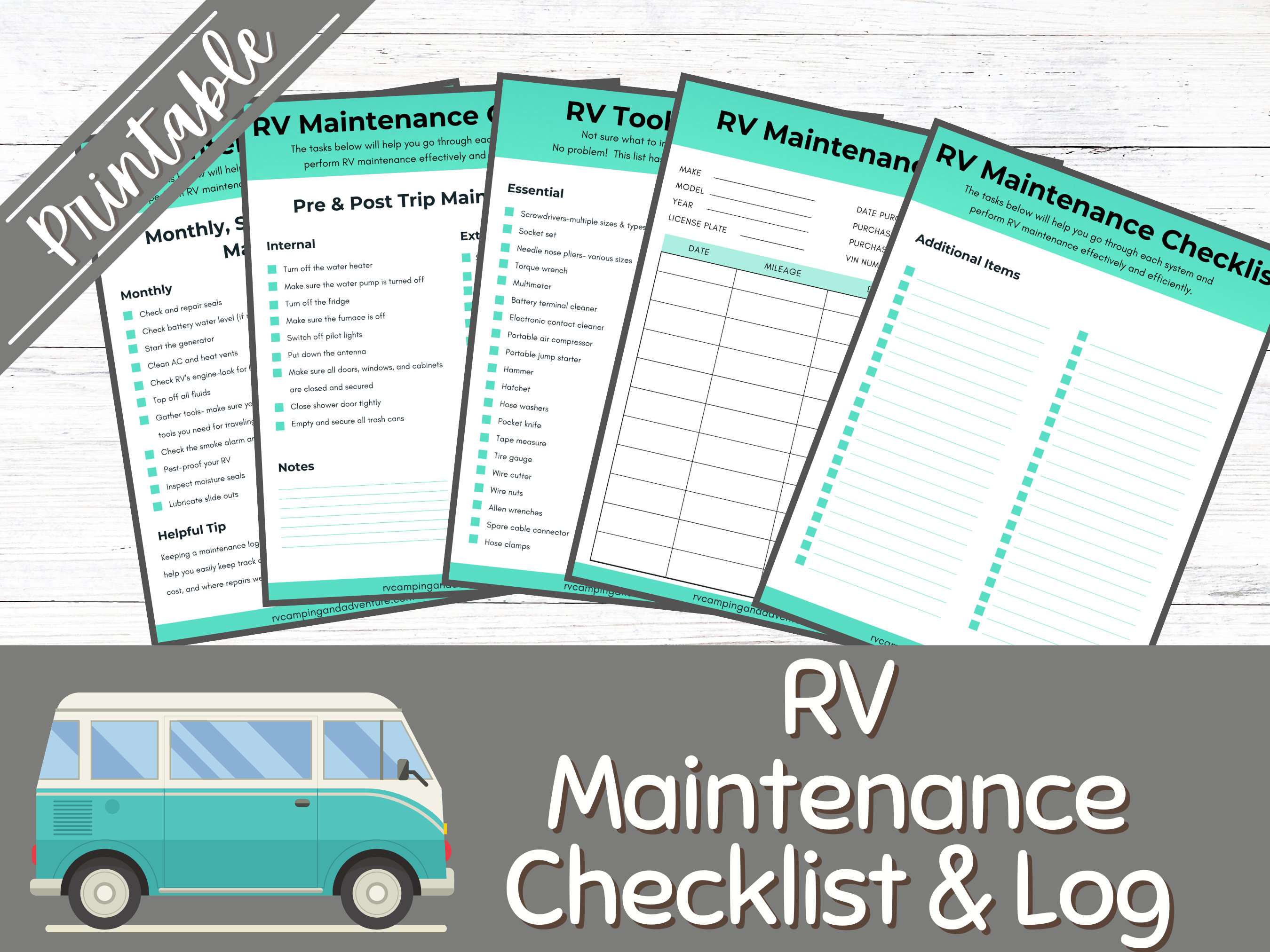 RV Maintenance Checklist Camper Printable Inspection Checklists RV Planning Tool List Inspection