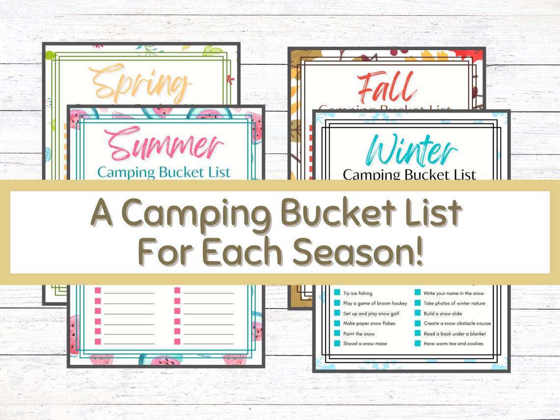 Camping Bucket List Bucket List Camping Game Printable Activity Family