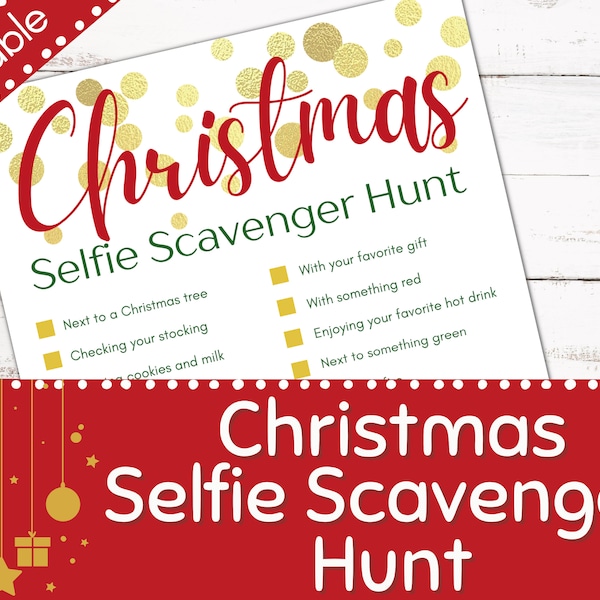 Christmas Selfie Scavenger Hunt |Christmas Photo Scavenger Hunt |Christmas Games | Family Game | Printable Party Game | Kids | Teen | Adults