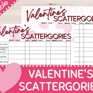 Valentine&#39;s Scattergories | Printable Scattergories List | Valentine&#39;s Games | Holiday Activity | Printable Party Game | Scattergories Game
