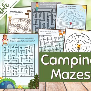 Camping Mazes | Camping Games | Camping Activities | Road Trip Games | Printable Maze | Camping Printable | Summer Fun | Travel Game | Kids