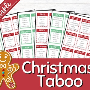Weihnachtstabu | Druckbare Tabu Karten | Weihnachtsspiel | Verbotene Worte | Familienspiel | Druckbares Partyspiel | Weihnachten Sofort Download