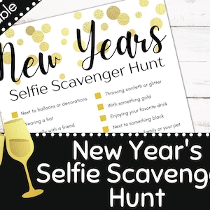 New Year&#39;s Selfie Scavenger Hunt |New Year&#39;s Photo Scavenger Hunt |New Years Games |Family Game |Printable Party Game |Kids |Teen |Adults