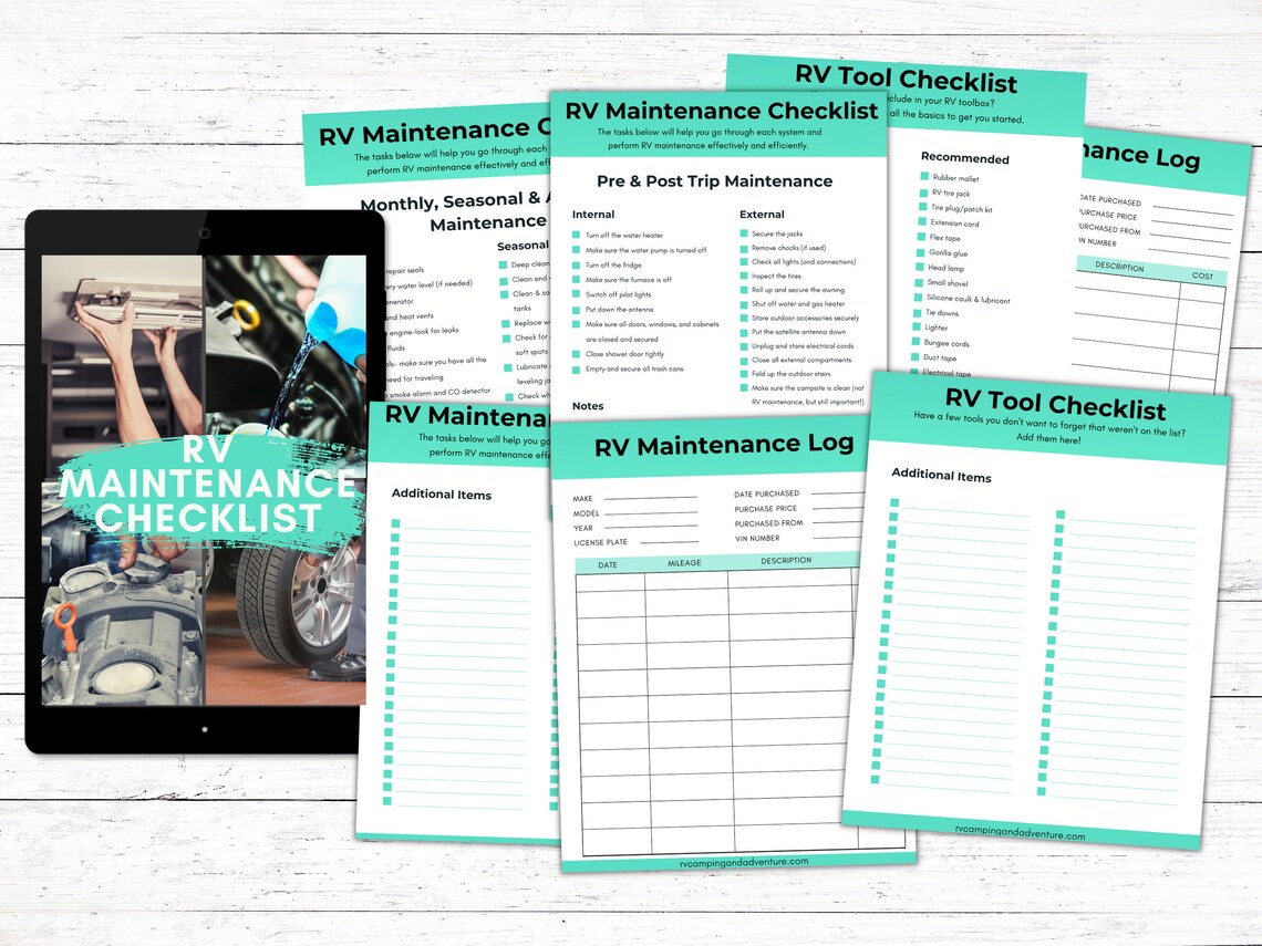 RV Maintenance Checklist Camper Printable Inspection Checklists RV Planning Tool List Inspection