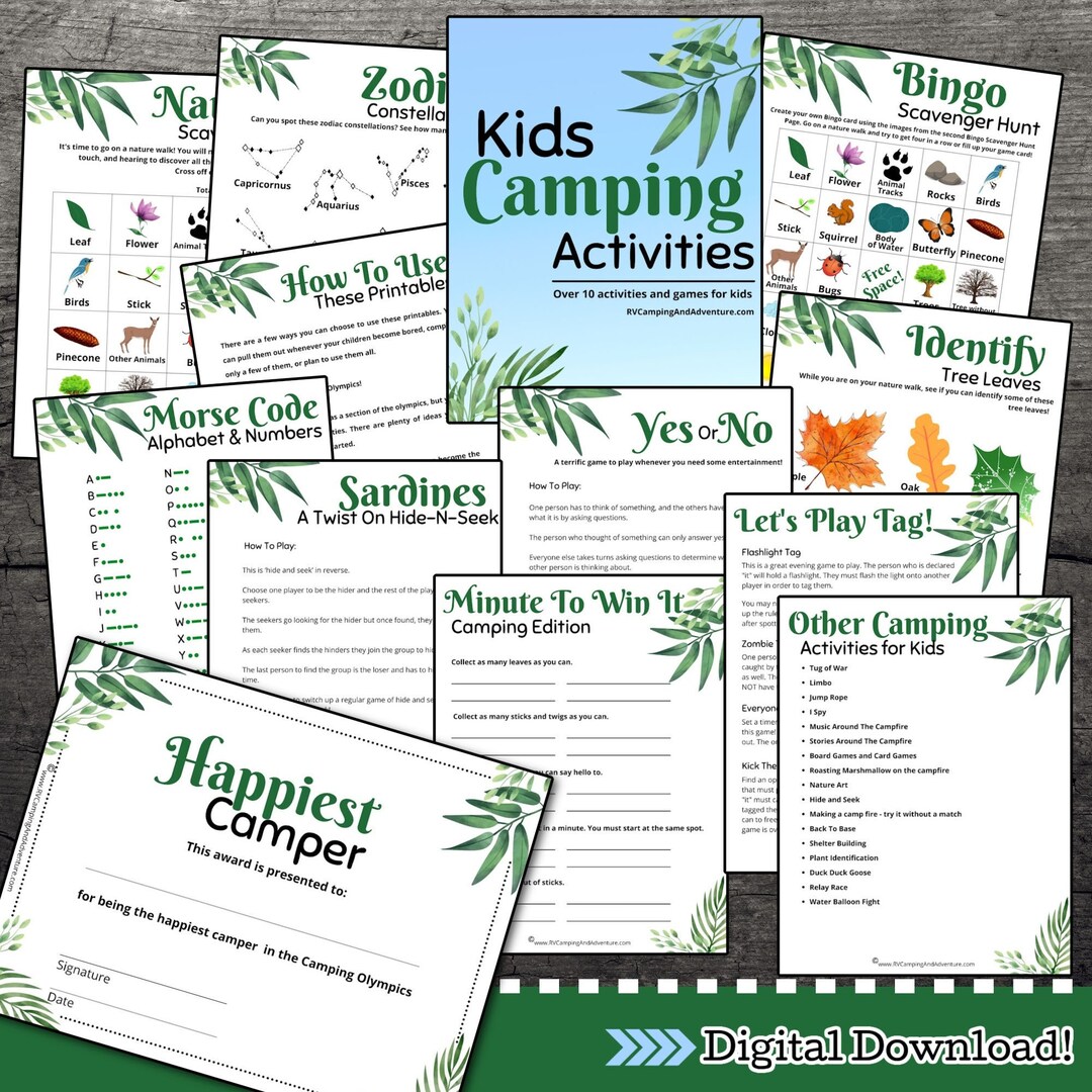 Printable Kids Camping Journal Camping Games Camping Charades Word ...