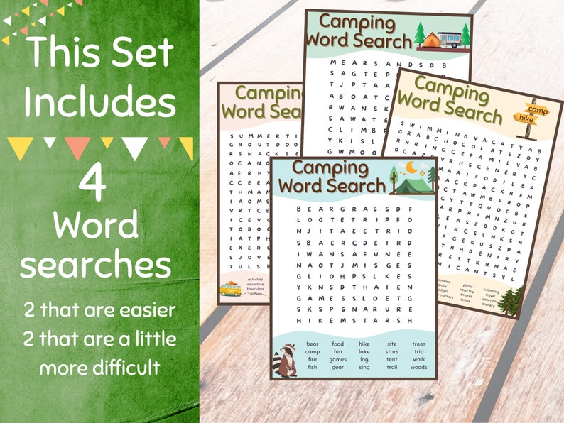 printable camping word search etsy