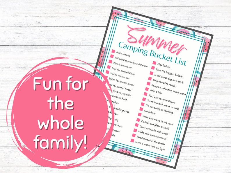 Summer Camping Bucket List Summer Bucket List Camping Game Printable