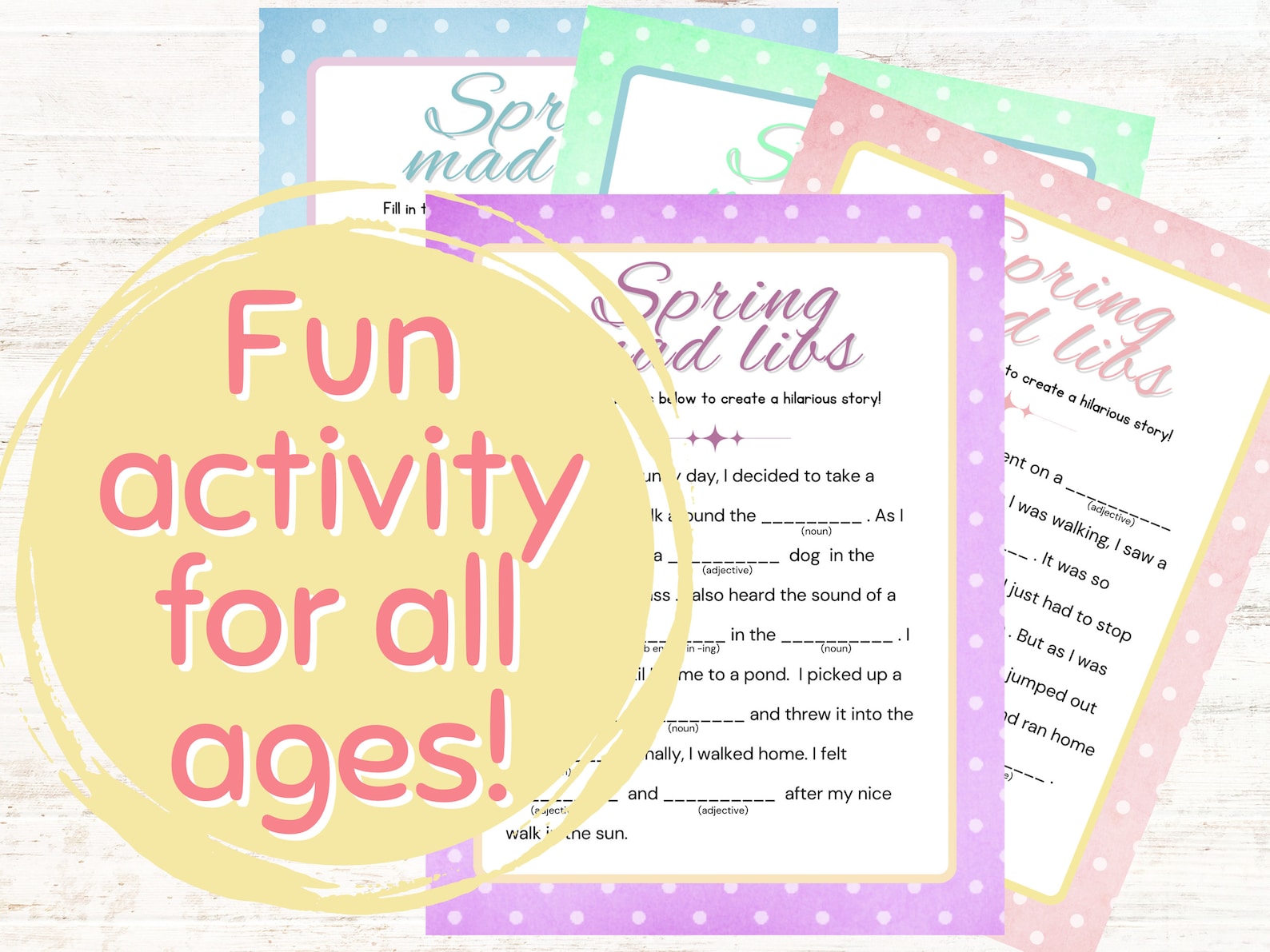 Spring Mad Libs | Printable Fill in the Blank | Party Game | Kid's Mad ...