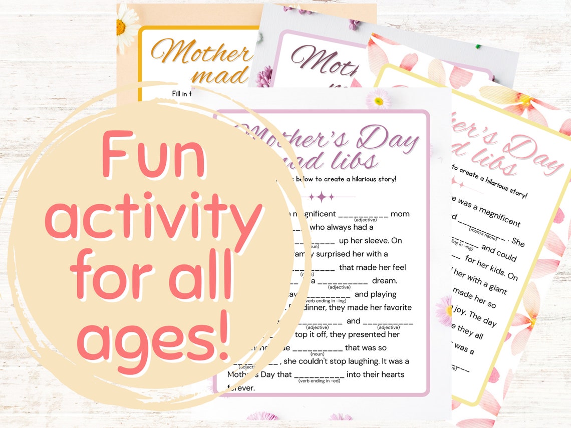 Mother s day mad libs fill in the blank party game kid s mad libs