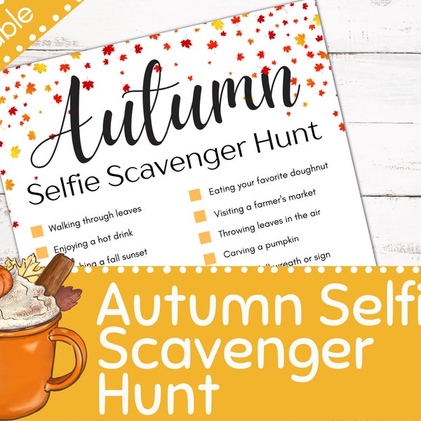 Autumn Selfie Scavenger Hunt | Fall Photo Scavenger Hunt | Search & Find | Fall Games | Fall Scavenger Hunt | Fall Party Game | Autumn