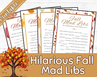 Fall Mad Libs | Printable Fill In The Blank | Party Game | Kid's Mad Libs |  Fall Game | Kid's Activity | Family Game | Funny Stories
