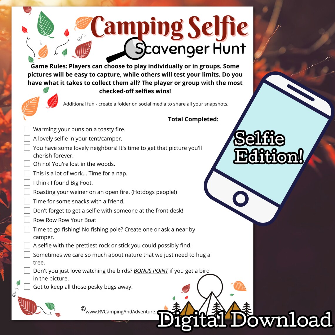 Printable Scavenger Hunt | Camping With Teens | Camping Party Game ...