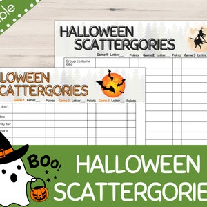Halloween Scattergories | Printable Scattergories | Halloween Games | Halloween Activity | Printable Party Game | Scattergories List | Game