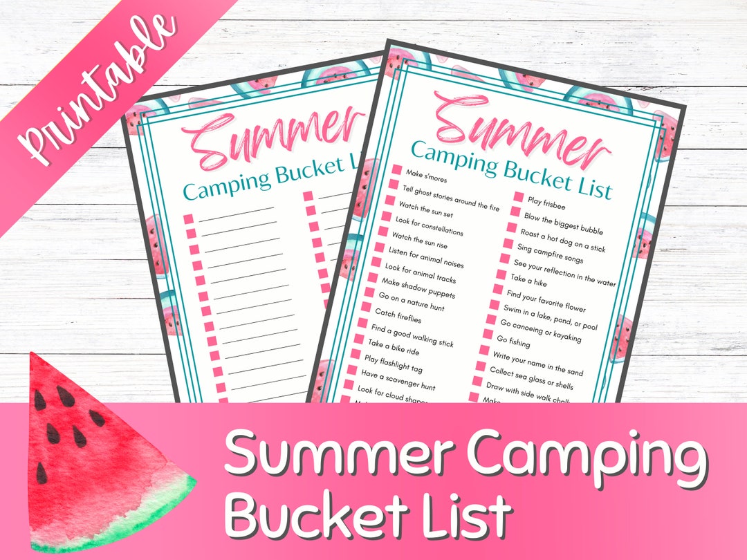 Summer Camping Bucket List Summer Bucket List Camping Game Printable
