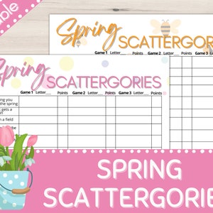 Spring Scattergories | Printable Scattergories List | Spring Game | Printable Activity | Printable Party Game | Scattergories | Family Fun