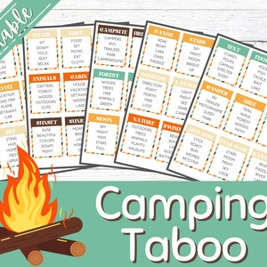 Camping Taboo | Printable Taboo Cards | Camping Games | Forbidden Words | Family Game | Printable Camping Game | Camping Activities For Kids
