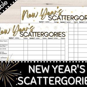 New Year&#39;s Scattergories | Printable Scattergories List | New Year&#39;s Games | Holiday Activity | Printable Party Game | Scattergories Game