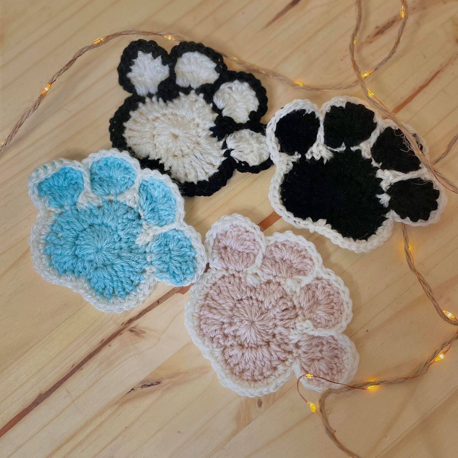 Crochet Paw Coaster, Cat Dog Gift, Coasters Set