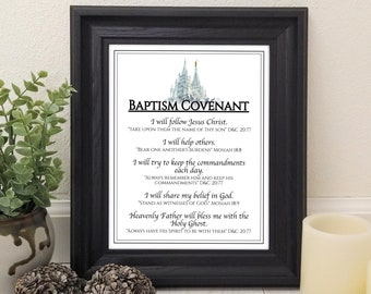 Baptismal Covenant Art with Salt Lake Temple for The Church of Jesus Christ of Latter-day Saints Baptismal Gift Digital Download